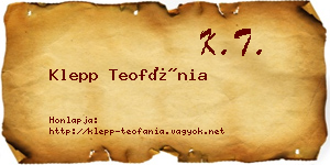 Klepp Teofánia névjegykártya